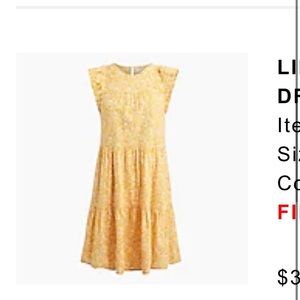 Linen ruffle sleeve print tiered dress